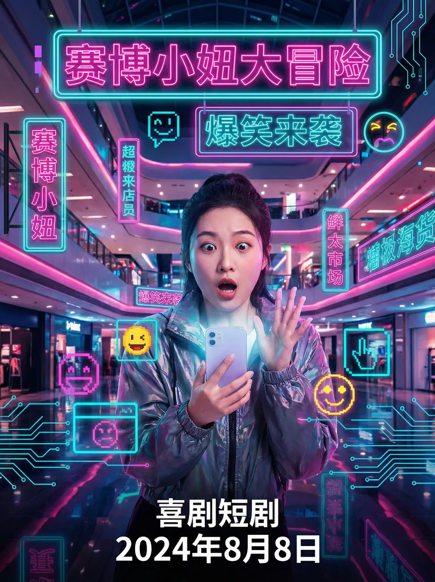 兑换码 搞笑喜剧短剧 - 赛博小妞大冒险海报